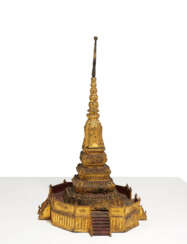 THREE-PART BRONZE RELIQUIARY IN STUPA FORM