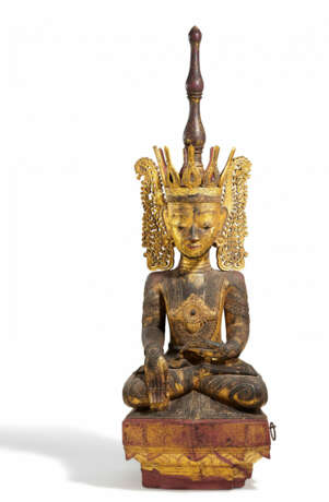 LARGE WOODEN BURMA BUDDHA JAMBUPATI - photo 1