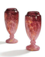 Charles Schneider, Charles. "Schneider".. PAIR OF BALUSTER-SHPAED GLASS VASES "JADES"