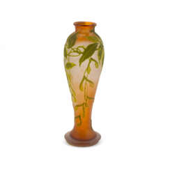 Emile Gallé. LARGE GLASS CLUB VASE WITH MAPLE BRANCHES