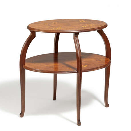 Louis Majorelle. OVAL WOODEN ETAGERE TABLE WITH FLORAL INSETS - фото 1