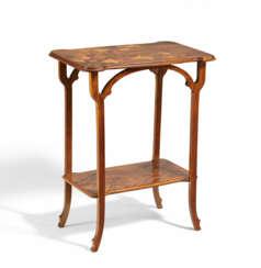 Emile Gallé. SMALL WOODEN TABLE WITH LILY INLAY WORK