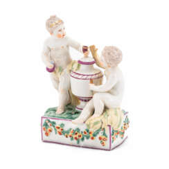 Ludwigsburg. PORCELAIN PAIR OF CUPID FIGURINES AS AN ALLEGORY OF THE AUTUMN