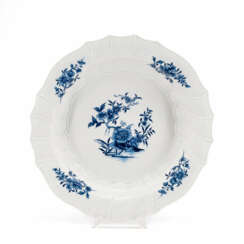 Tournai. LARGE PORCELAIN BOWL WITH FLORAL DECOR PAINTED IN BLUE UNDER THE GLAZE