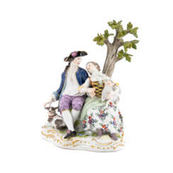 Meissen. PORCELAIN FIGURINE OF A SHEPHERD COUPLE AT THE TREE