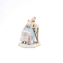 Meissen. PORCELAIN FIGURINE OF A SLEEPING WOMAN ON CHAIR