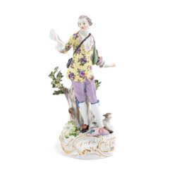 Meissen. LARGE PORCELAIN SHEPHERD FIGURINE WITH SHEET MUSIC