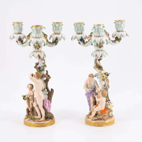 Meissen. PAIR OF PORCELAIN CANDLESTICKS WITH FIGURATIVE DECORATION AS ALLEGORIES OF SPRING AND AUTUMN - photo 2