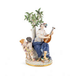 Meissen. PORCELAIN LUTE PLAYER AT A TREE AS ALLEGORY OF THE MUSIC