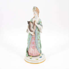 Meissen. Dame mit Katze