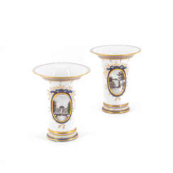 Nymphenburg. TWO PORCELAIN TRUMPET VASES FROM THE "BAVARIAN ROYAL SERVICE"