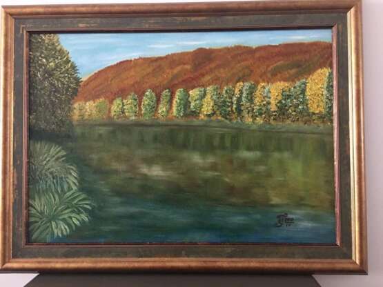 «L'automne sur la rivière Sim au pied de Tilleul de la montagne» Toile Peinture à l'huile Réalisme Peinture de paysage апрель 2017 - photo 1