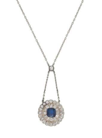 SAPPHIRE-DIAMOND-PENDANT-NECKLACE - photo 1