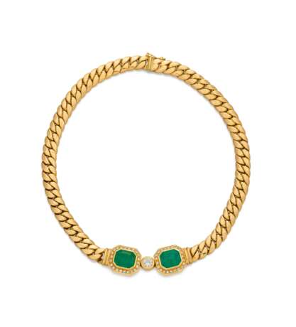 . EMERALD-DIAMOND-CURB CHAIN NECKLACE - photo 1