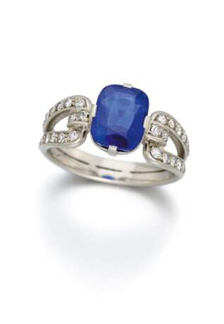 . SRI LANKA SAPPHIRE-DIAMOND-RING - photo 1