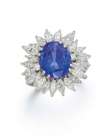 . SRI LANKA SAPPHIRE-DIAMOND-RING - photo 1