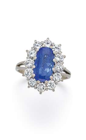 . SRI LANKA SAPPHIRE-DIAMOND-RING - photo 1