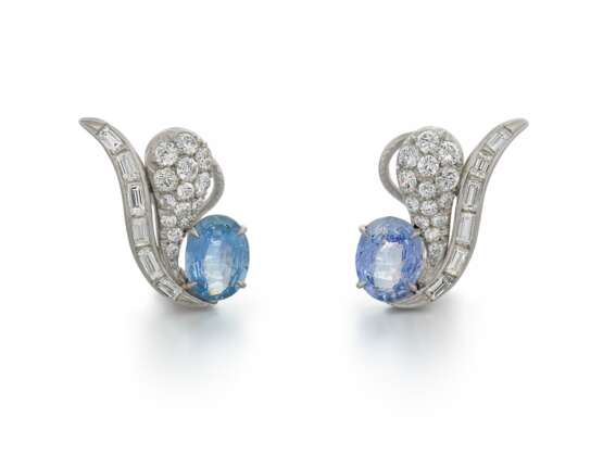 . SAPPHIRE-DIAMOND-EAR CLIP ONS - фото 1