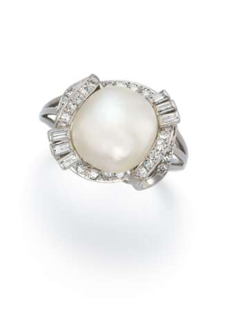 NATURAL-PEARL-DIAMOND-RING - photo 1