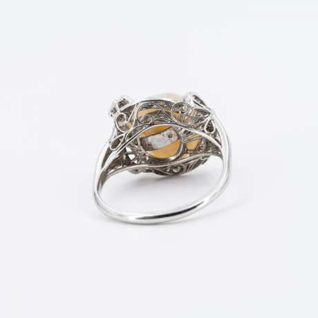 NATURAL-PEARL-DIAMOND-RING - photo 3