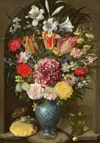 Georg Flegel. Splendid Floral Still Life with Goldfinch and Grasshopper - фото 1