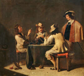 Jan Olis. Smoking and Drinking Soldiers Playing Cards