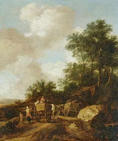 Pieter de Molijn. Landschaft mit zwei Bauernwagen und Fußgängern auf einem Weg - Foto 1