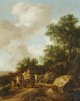 Pieter de Molijn. Landscape with two Farm Carts and Pedestrians on the Way