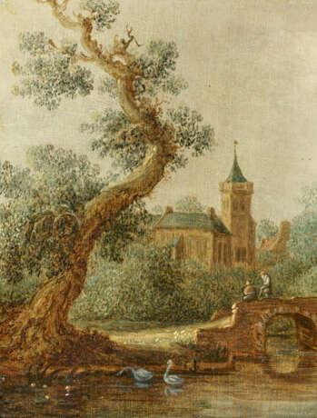 Frans de Hulst. Flusslandschaft mit Brücke und Kirche - Foto 1