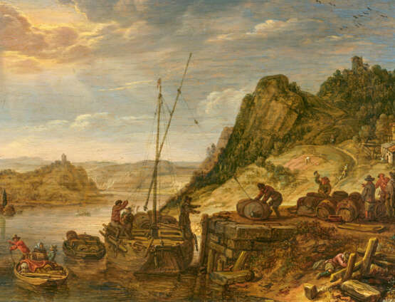 Herman Saftleven. Loading a Riverboat with Bales and Barrels - photo 1