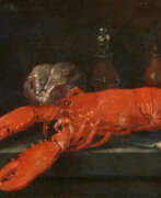 Джордж Уильям Сарториус. George William Sartorius. Still Life with Lobster, Bread, Knife and Small Bottle on a Stone Slab