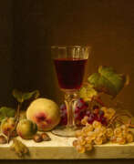 John Wilhelm Preyer. Johann Wilhelm Preyer. Still Life with Greengages, Grapes, Peach and a Glass of Red Wine