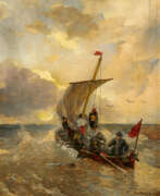 Andreas Achenbach. Andreas Achenbach. Boat in rough Seas