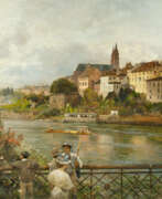 Oswald Achenbach. Oswald Achenbach. View from the "Mittleren Rheinbrücke" on the Basel Minster