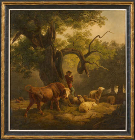 Friedrich Voltz. Shepherd with bull and sheep under a large oak tree - photo 2