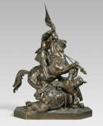 Bronze objects. Théodore Gechter. Jeanne d'Arc defeats an English knight