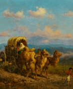 Константин Николаевич Филиппов. Konstantin N. Filippov. Wagon Pulled by Camels in front of a Wide Landscape