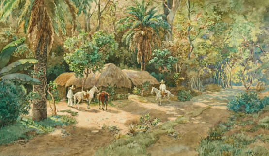 Paul Fischer. Riders in Front of Huts in the Mexican Forest - фото 1