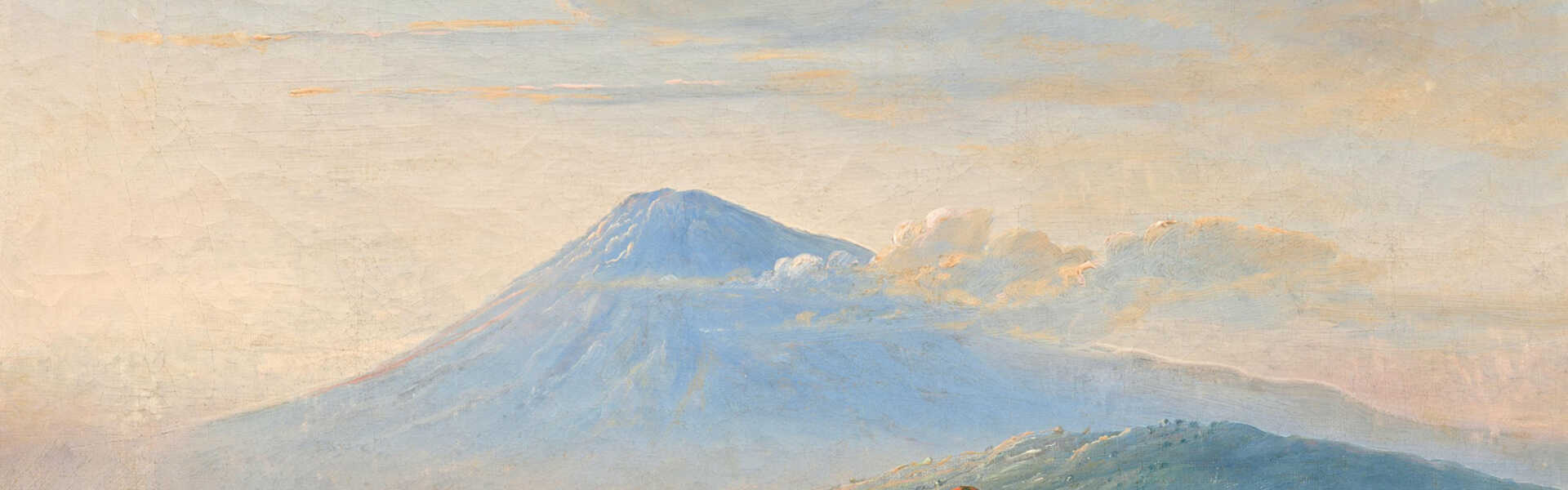 Raden Saleh Ben Jaggia. Landschaft mit Blick auf den Vulkan Merapi auf Java