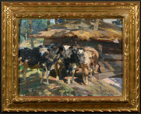 Heinrich von Zügel. Calves in Front of a Shed - photo 2