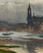 Отто Альтенкирх. Otto Altenkirch. Dresden with Augustus Bridge. Small, grey atmosphere