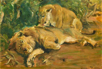 Otto Dill. Resting Couple of Lions