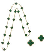 Malachite. VAN CLEEF & ARPELS MALACHITE 'ALHAMBRA' NECKLACE AND EARRINGS