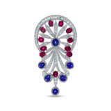 NO RESERVE – STAR RUBY, STAR SAPPHIRE AND DIAMOND BROOCH/PENDANT - фото 1