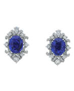 Saphir. SAPPHIRE AND DIAMOND EARRINGS