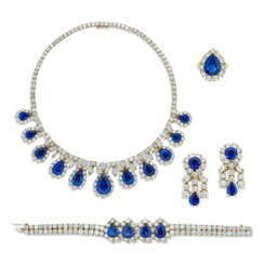 SUITE OF SAPPHIRE AND DIAMOND JEWELLERY