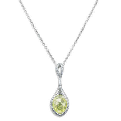 COLOURED DIAMOND AND DIAMOND PENDENT NECKLACE - photo 1