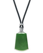 Jade. NO RESERVE - JADEITE AND DIAMOND PENDENT NECKLACE