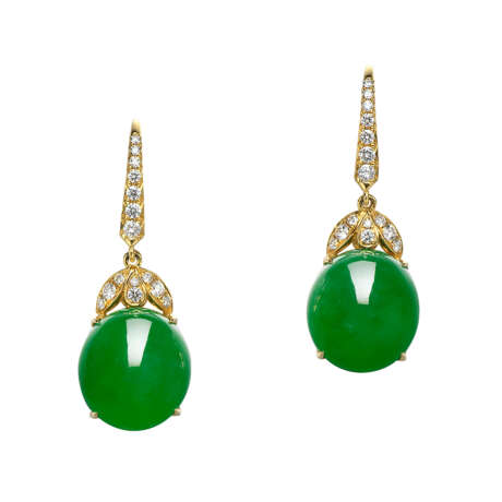 JADEITE AND DIAMOND EARRINGS - фото 1