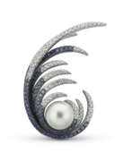 Pearls. PEARL, DIAMOND AND SAPPHIRE BROOCH